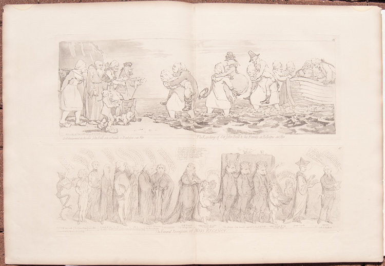 Gillray cartoonsThe Landing of Sir John Bull and his family at Boulogne-sur-mer



The Funeral Procession of Miss Regency